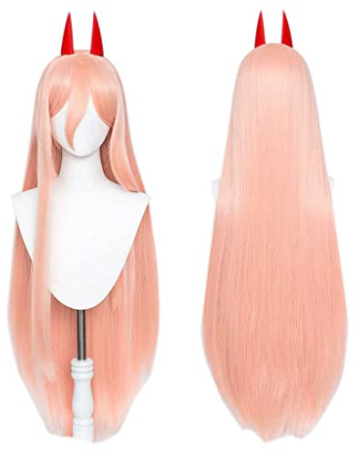 Anime Wig Chainsaw Man Cosplay Power Wig,Long Straight Wig,Costume Halloween Wig,For Halloween,Costume Party,Anime Show,Cosplay Event,Concerts(Color: Orange) Cosplay Anime Wig Coser ( Color : Roze )