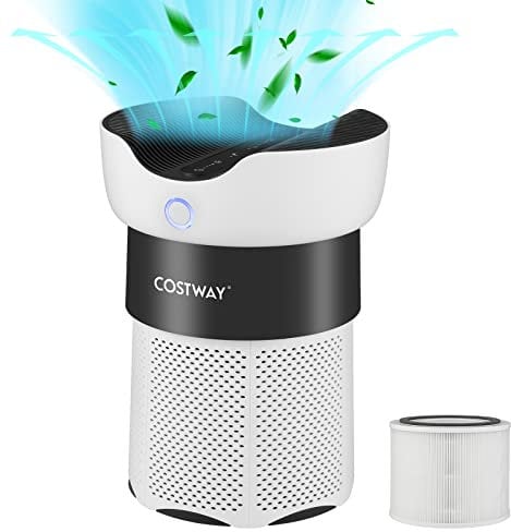COSTWAY Air Purifier for Home, H13 True HEPA Filter Air Cleaner Remove 99.99% of Pollen, Smoke, Allergens, Dust, Odors, with 4 Speeds, 8H Timer, Sleep Mode, Child Lock & Air Quality Indicator
