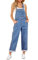 Roskiky Tuta da donna in jeans da donna, vestibilità ampia, vestibilità ampia, vestibilità dritta, gamba larga, elasticizzata, alla moda, blu, L