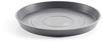 Ecopots Soucoupe pour pot de fleurs Amsterdam gris clair - Diamètre extérieur : 44 cm - Diamètre intérieur : 40 cm - Ronde - Grande soucoupe pour pot de plantes - En plastique recyclé - Pour