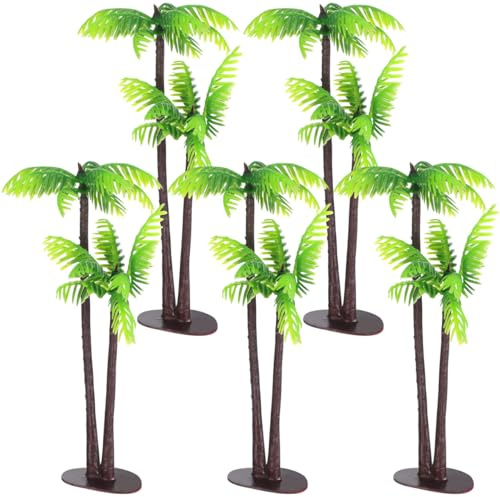 SUPVOX Set di 5 mini palme da cocco in plastica, per bonsai e alberi artificiali, decorazione di micro-paesaggio, accessorio da giardino in miniatura
