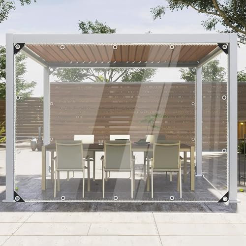 Transparente Plane mit ösen 420g/m² 2x3m, Abdeckplane Zeltplane Wasserdicht mit Seil Kabelbinder Schwarzen Ballseilen, PVC Material Wetterfeste Plane zum Regenschutz für Gewächshaus Gartenmöbel