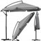 LEHMANN Sombrilla Jardin con Pie Ø 300 cm, Parasol Jardin Grande con Manivela, Ajustable, Protección Solar, Protección UV, Impermeable, para Balcón, Terraza y Jardín, Gris