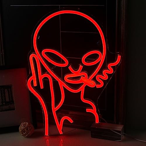 SIGNSHIP Segnaletica Alien Neon Luci per la Decorazione Della Parete, Usb Decorativo Led Neon Segni Novel Red Alien Segni per la Casa,Camera dei Bambini,Barclub,Camera da Letto,Partito