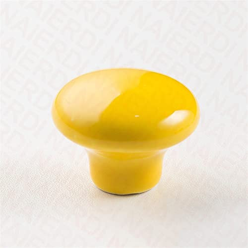 Schrankgriffe/Möbelgriffe 10. Stck Keramik Candy Color Rundkabinett Zieht Möbelknöpfe Schubladenknöpfe Küchengriff Möbel Griff for Kinderzimmer Schubladengriffe ( Color : Geel , Size : 38mm x 28mm )