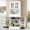 Caldion Küchenschrank mit 4 Türen,Buffetschrank mit Verstellbaren Ablagen,Küchenbuffet mit Schubladen,Vitrinenschrank,Esszimmer,MDF,Weiß 183 x 76 x 43 cm