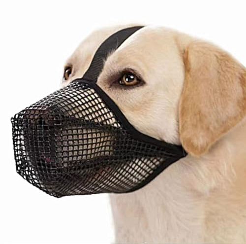 Dog Muzzle,1PC Adjustable Mesh Soft Dog Muzzle,Breathable Dog Mask Prevent Eating Biting Barking Dog Mouth Cover for Small Medium Large Dogs(Black S)
