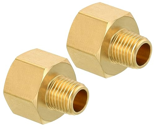 QUARKZMAN Laiton Tuyau Raccord Hex 1/4 NPT Mâle x 1/2 NPT Femelle 2pcs | Raccord Hex Réducteur Adaptateur pour Eau Gaz Transfert