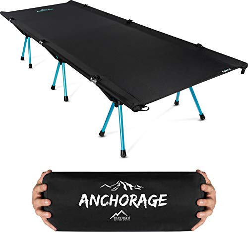 Ultraleichtes Kompaktes Campingbett Aluminium Klappbett Feldbett Reisebett nur 3167g Maximale Belastbarkeit 250Kg (551 lbs) Farbe Dunkelschwarz