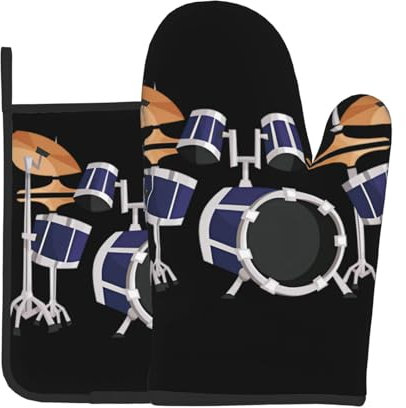 Isolierte Handschuhe und Topflappen für Jazz-Trommel, 2 Stück, für Küche, Backen, Kochen, Grillen, Weihnachten, Einweihungsgeschenk