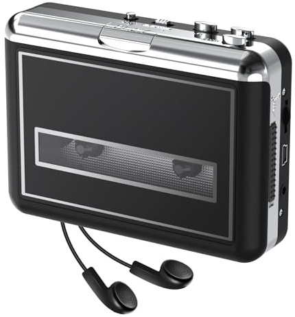Lettore di cassette Walkman – registratore portatile compatto con auricolari – converte audiocassette in MP3 digitale, compatibile con laptop/PC/MAC – per intrattenimento, viaggi, sport leggeri