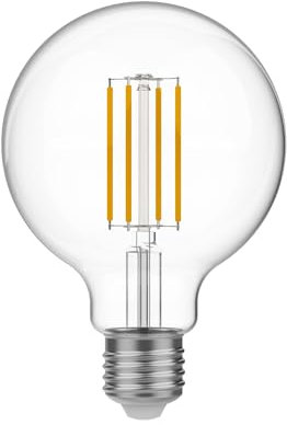 BeBulbs LED-Glühbirne Transparent Globo G95 7W 806Lm E27 3500K Dimmbar