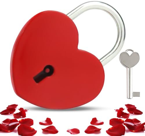 Gohytal Herz Liebesschloss Jahrestag Geschenk, Geschenk für Paare Sie und Ihn, Schloss Herz, Vorhängeschloss mit Langer Bügel, Geschenke für Frauen Freundin Paare, Hochzeit, Jahrestag