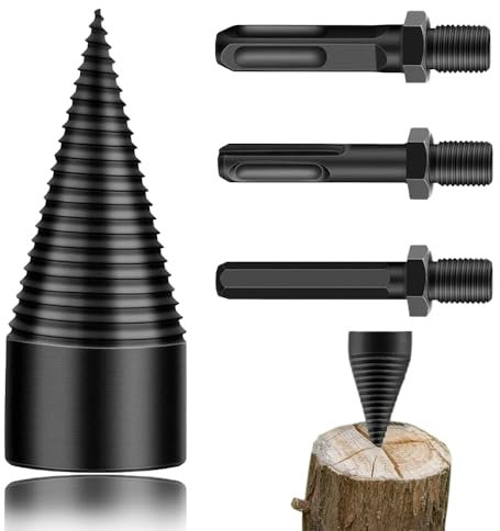 Cono per trapano spaccalegna da 50 mm, cono a vite per spaccalegna, trapano per spaccalegna, trapano per spaccalegna con 3 manici per trapano, trapano per spaccalegna, cono a vite per spaccalegna