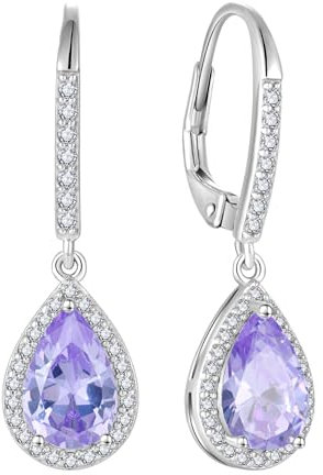 FJ Tropfen Hängend Ohrringe Damen 925 Sterling Silber Alexandrit Ohrringe Juni Geburtsstein Schmuck Geschenke für Frauen Mutter Freundin Mama