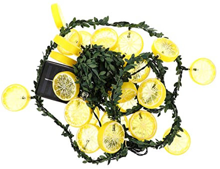 OSALADI Solar Lichterkette LED Solar Lampe Outdoor Dekorative Zitrone Rattan 7m 50 Lichter Warmweiß Garten Terrasse Balkon Zaun Künstliche Zitronenranke für Außenbereich