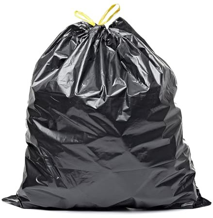 Inoverse 100 Stück(10 Rollen) Müllsäcke 60 Liter, Reißfest Müllbeutel, Abfallsäcke, 60x80 cm Schwarze Müllsack, Mülltüten aus Recycling LDPE