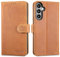 LENSUN Echtleder Hülle für Samsung Galaxy A15, Handyhülle [Echtes Leder][RFID Schutz][Kartenfach] Handytasche Lederhülle Flip Cover für Samsung Galaxy A15 4G/5G - Vintage Braun