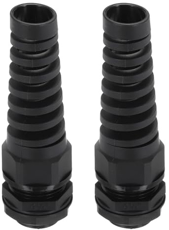 sourcing map 2Pcs G3/4 IP68 Cable Gland Waterproof 12.5-18mm Adjustable Strain Relief Cord Connector Spiral Nylon Joint Gasket for Cable Wire, Black