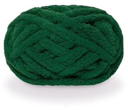 maikeduo Dicke Wolle, Diameter 2cm Chunky Wool, Grob Gestrickte Kuscheldecke, Roving Garn Zum Handstricken Häkeln, Grobstrick Weiches Wollgarn Haustier Bett Sofa (Dunkles Grasgrün)