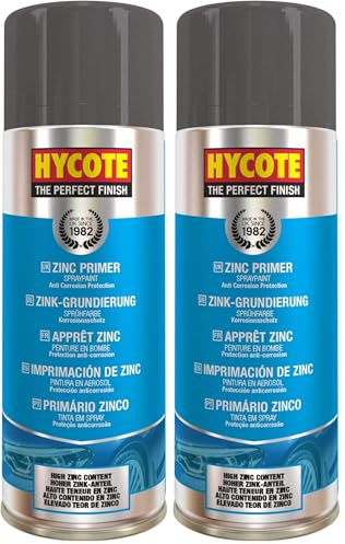 Hycote High Zinc Content, Aerosol Car Spray Paint, Zinc Primer, 400 ml (Pack of 2)