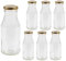 Vitrea 6 Empty Glass Bottles 263 ml Screw Cap Gold - Milk Bottles, Juice Bottles, Small Bottles for Filling with Lid - for Milk, Juice, Smoothies, Oil - Pack of 6, TO43