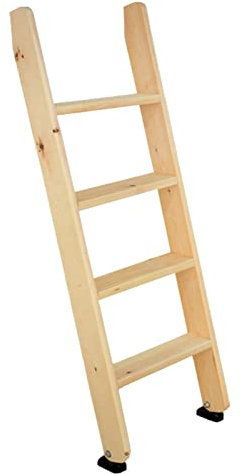Universal Bunk Bed Ladder Wooden 5 Step Heavy Duty Climb Ladder with Rubber Foot Pads - Sturdy & Safe Dorm Slanted Ladder