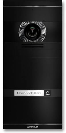 Metzler VDM10 2.0 Video Sprechanlage mit Türöffner (Stromversorgung) & Namensschild - Anschluss LAN POE - Türsprechanlage mit HD-Kamera, für 1 Familienhaus, in Schwarz aus V2A Edelstahl