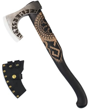 Wikinger Axt Echt - Handgeschmiedetes Campingaxt - Outdoor Beil (Wikingerbeil mit Othala Rune)
