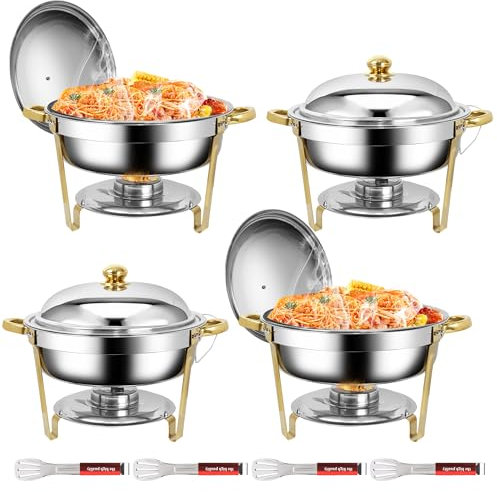 Set completo di scaldavivande rettangolare in acciaio inox di alta qualità,