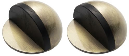 2 Pcs Door Stoppers for Floor, Brass Door Stop, Antique Brass Door Stop, Stick On Door Stop, Floor Mounted Door Stop with Glues for Hard Floor Glass Door(Bronze Color)