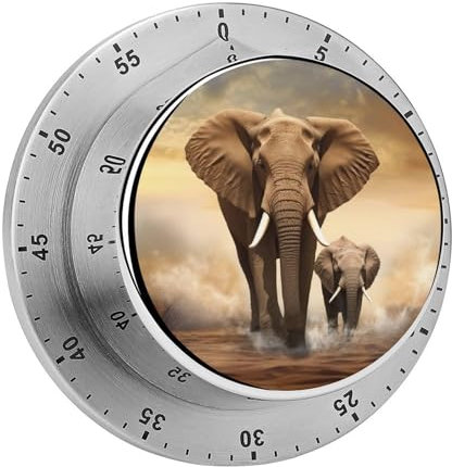 Digitaler Timer mit Elefant und Baby-Elefant, Küchentimer zum Kochen, Eieruhr, Klassenzimmer-Timer für Lehrer, magnetischer Countdown-Timer für Übung, Studium, Ofen