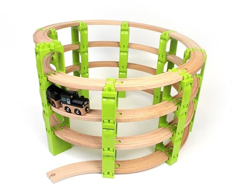 Noppi Eisenbahn - Bundle Klemmbausteine für die Holzeisenbahn, Helix Spirale mit 4 Etagen (ohne Schienen)