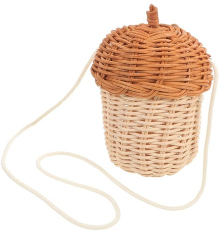 ERINGOGO Aufbewahrungstasche Aus Künstlichem Rattan Gewebte Geldbörsen Für Damen Handgewebte Tasche Aus Kiefernholz Eichel Korbgeldbörse Raffia Einkaufstasche Rattan Geldbörse