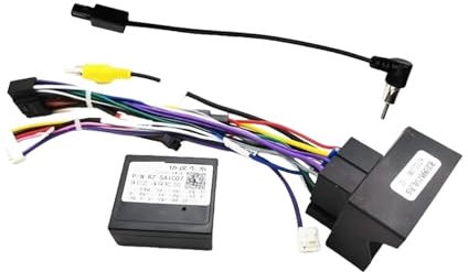 Quadlock-Kabelbaum, CAN-Bus-Decoder, 16-poliger Stecker, Kameraeingang, Auto-Android-Headunit-Kabeladapter, kompatibel für MG ZS EV GS HS 3 5 6(With antenna adapter)