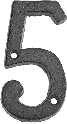 3'' Metal 3D House Numbers for Outside 7.5cm Black Retro Cast Iron Digits and Letters Address Name Plates with Screws, for DIY Creative Cafe Wall Courtyard Decor Apartment Sign Mailbox Garden(5)