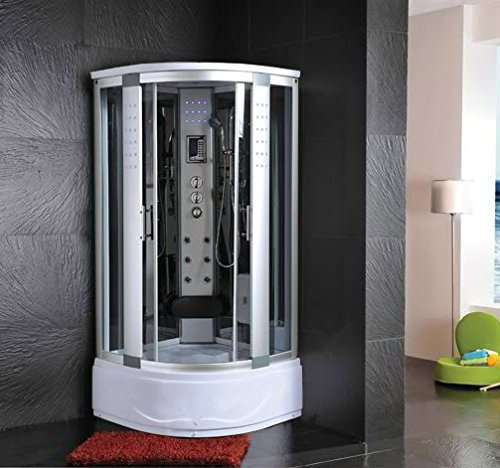 Bagno Italia Box Idromassaggio 90x90 cm cabina semicircolare con Vasca una seduta con Bagno Turco massaggio plantare luci led I