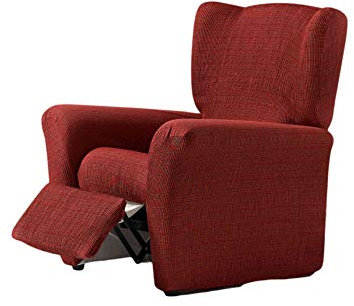 Zebra Textil Estoralis | Vega Moderner Design-Relax-Sesselbezug | Elastischer Jacquardstoff | Rot | Für Relaxsessel von 70 bis 90 cm. | Sesselschutz | Anpassbar an alle Arten von Sesseln