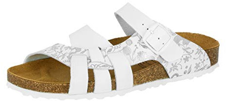 Lico Damen Bioline Flora Hausschuh, Weiß Silber, 38 EU