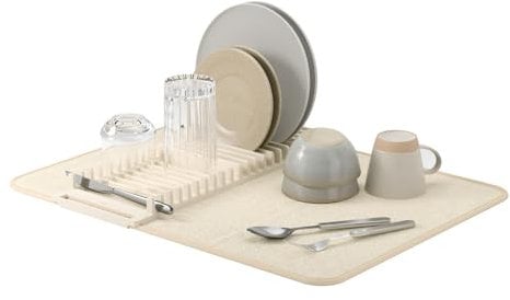 UMBRA UDRY Égouttoir à Vaisselle et Tapis de Séchage en Microfibre – Léger, Pliable et Facile à Ranger - dim 61 x 45.7 cm, Beige