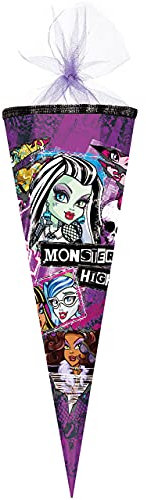 alles-meine.de GmbH Schultüte - Monster High - Schaurig schräg - 70 cm - rund - Filzabschluß - Zuckertüte - mit/ohne Kunststoff Spitze - für Mädchen - Vampire Puppen/Fran..