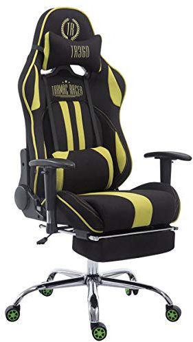 CLP Gaming Bürostuhl XL Limit I Gamingstuhl Mit Stoffbezug Und Metallgestell I Höhenverstellbarer Schreibtischstuhl Mit Laufrollen, Farbe:schwarz/grün, Fußablage:mit Fußablage