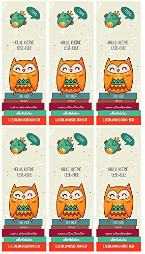 dabelino 6er Set Eulen-Lesezeichen für Kinder (Mitgebsel, Kindergeburtstag, Gastgeschenk,Mädchen, Jungen)
