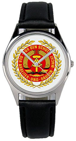 KIESENBERG Armbanduhr Ostalgie DDR NVA Geschenk Artikel Idee Fan Damen Herren Unisex Analog Quartz Lederarmband Uhr 36mm Durchmesser B-1166