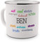 printplanet Emaille-Tasse mit Namen Ben - Metallbecher mit Design Positive Eigenschaften - Nostalgie-Becher, Camping-Tasse, Blechtasse, Farbe Silber