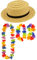 labreeze Adults Straw Boater Hat 4Pcs Lei Set Hawaiian Summer Beach Party Fancy Dress