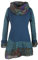 Vishes - Alternative Bekleidung - Damen Langarm Mandala Rüschen-Kleid mit Kapuzenschal türkis 44