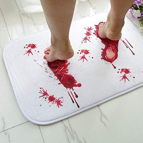 Angoter Dekor Neuheit Fußmatte Blut Teppichboden Bad Wasseraufnahme Anti-Rutsch-Teppich Horror Terror blutiger Fußabdruck Teppich