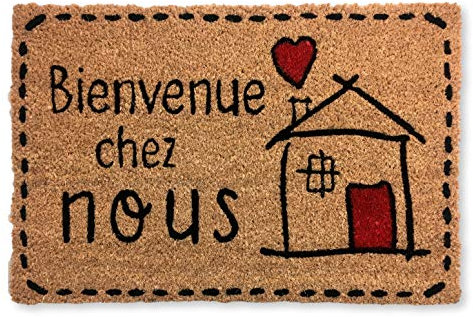 KOKO DOORMATS Paillasson extérieur Entree | Tapis Entree Exterieur, Coco Base antidérapant en PVC | paillasson Exterieur Entree Original antiderapant et Absorbant | Bienvenus chez Nous | 40x60 cm