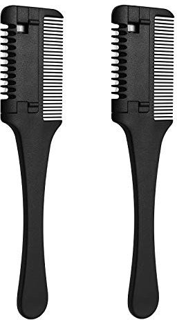 Minkissy Haarschneider Kamm 2 Stück Haarverdünner Kamm Shaper Haarrasierer mit Kamm Haarschere Schere Doppelkante Rasierklingen zum Haarschneiden Und Styling